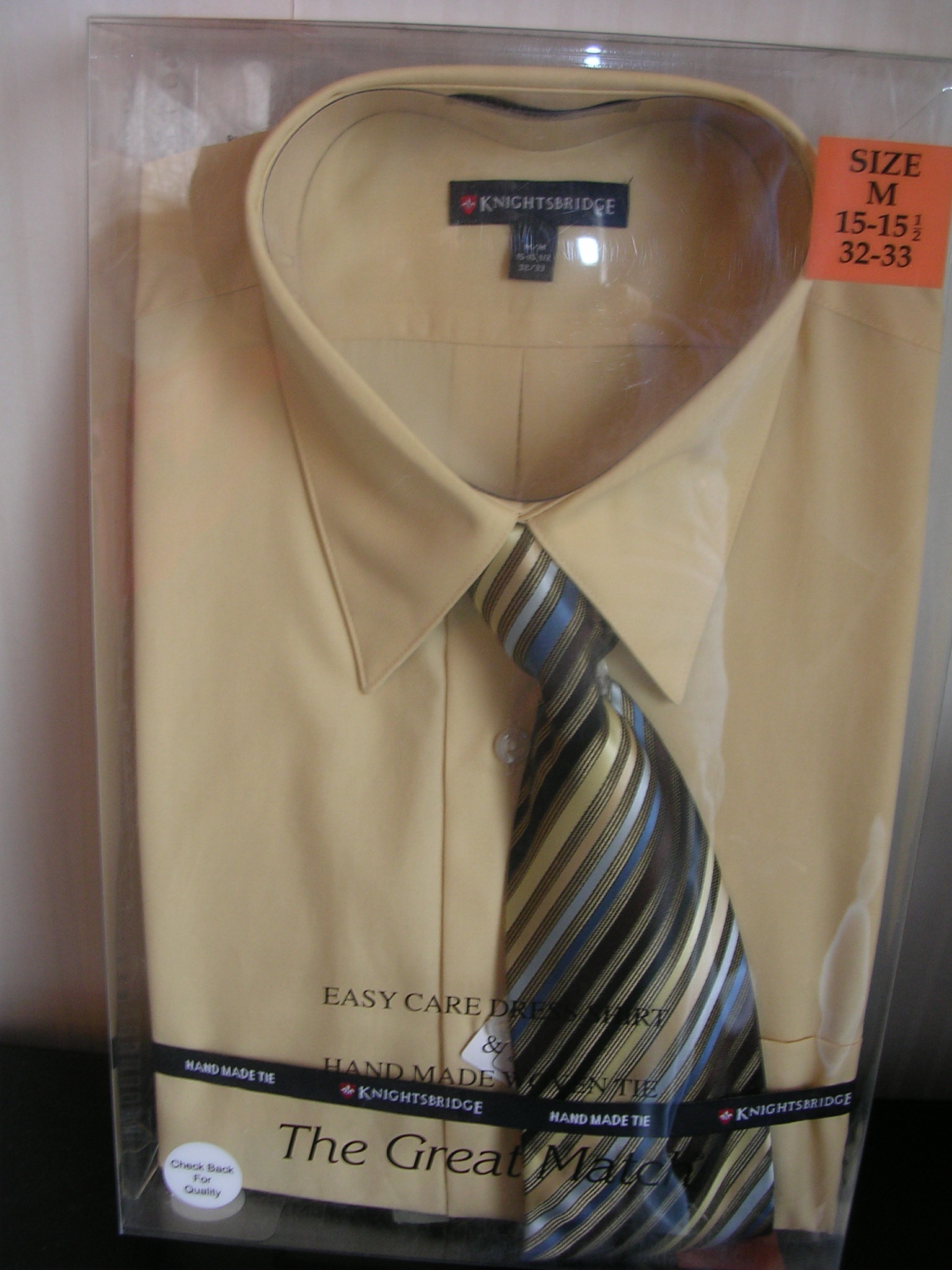 Knightsbridge Mens Dress Shirt and Tie Set Tan 19.99 Mic's Market